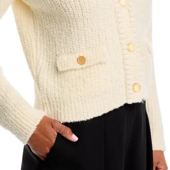 FRAME Cropped Cardigan Sweater | Cream Wool Blend | V-Neck | Size M | NWT - Picture 5 of 6
